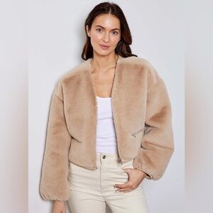 chai teddy luxe faux fur jacket by dh new york size xs